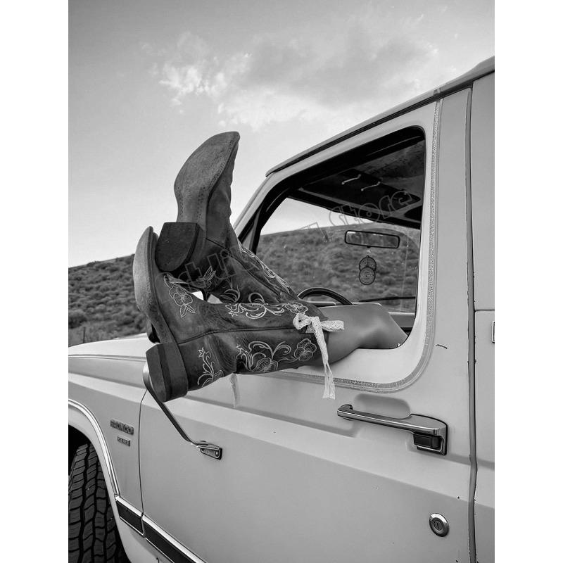 Retro Černobílý Divoký Západ Kovbojské Kovbojky Módní Fotografie Plakát Plátno Malba Nástěnné Umění Obrázky Domácí Dekorace