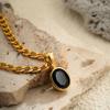 Comfortable Lightweight Oval Zirconia Pendant Necklace for Daily Use on Stainless Steel Gold Plated Chain