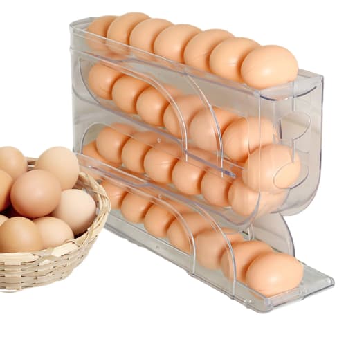 Automatic Rolling Egg Crate for Refrigerators, 4-Tier Rolling Egg Crate, Egg Storage, Egg Storage Organizer, Keeps Refrigerator Tidy, Kitchen Item, Eg