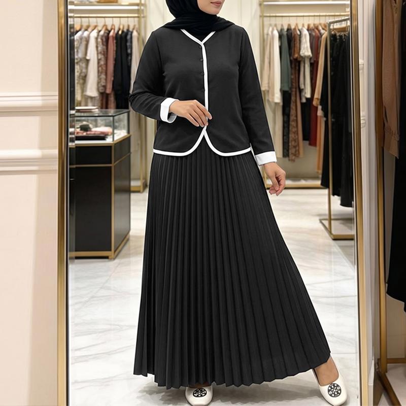 ZANZEA Women Long Sleeve Blouse and Long Skirts Casual Two Piece Suit Sets