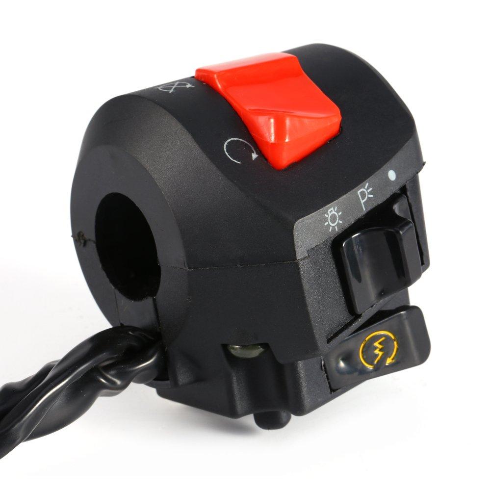 Qiilu Handle Switch Left and Right Set 7/8 Inch Hazard Switch Glass Tracker for Motorcycles Left and Right Set