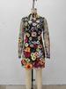 European and American 3D Floral Mesh Lace Embroidery Slimming Dress 2025