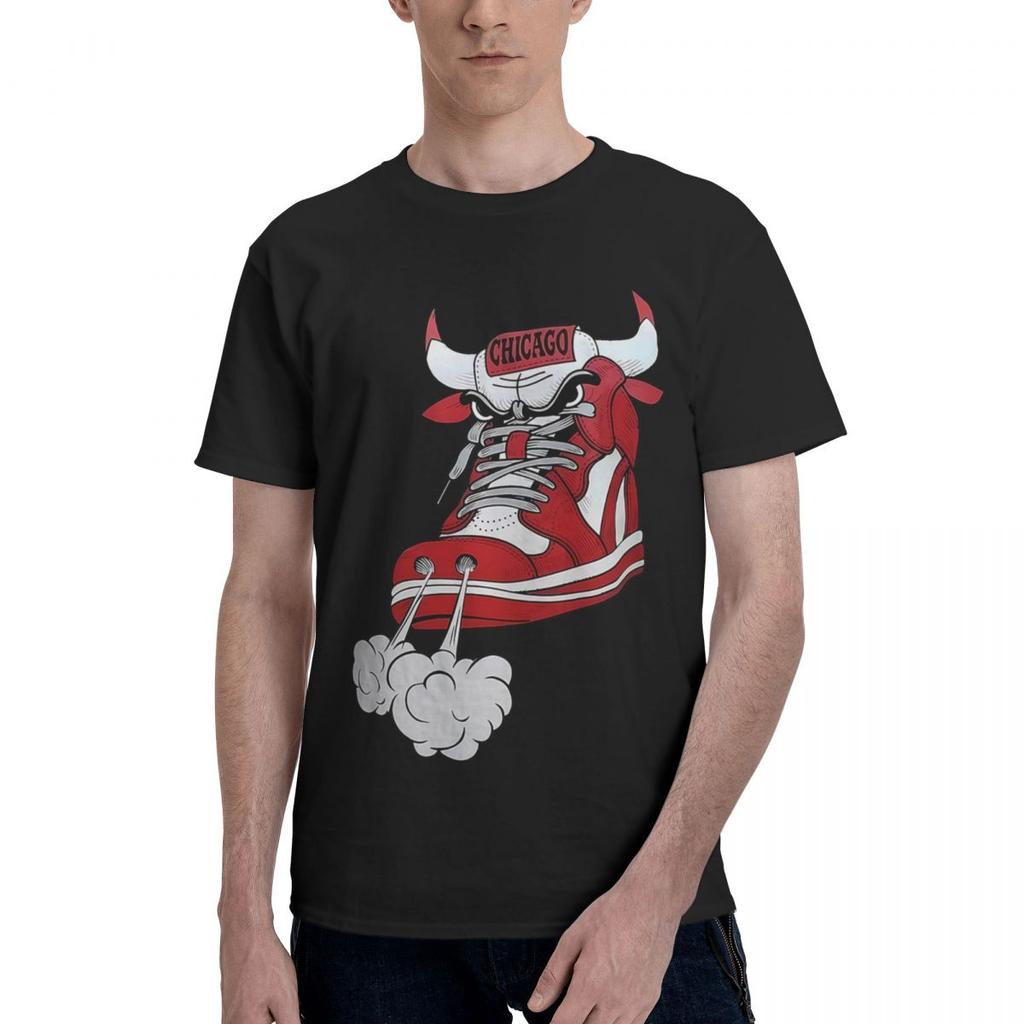 Chicago Shoe Bull Red White Hip Hop 100 Cotton Casual Breathable Confortable Vintage Designer Clothes Men Graphic Tee