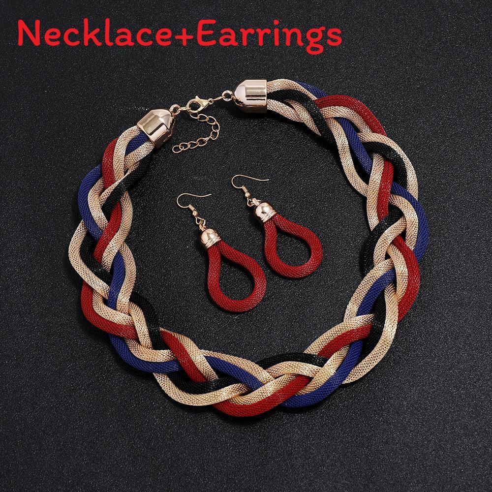 Style Necklace European And Earrings Jewelry Set With Geometric Design For Women