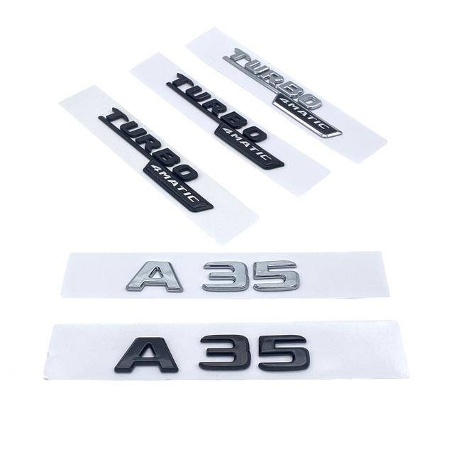 2017 Silber Schwarz Buchstaben A35 Turbo 4matic Emblem für Mercedes Benz AMG Auto Fender Trunk Hinten W176 W177 Logo Aufkleber