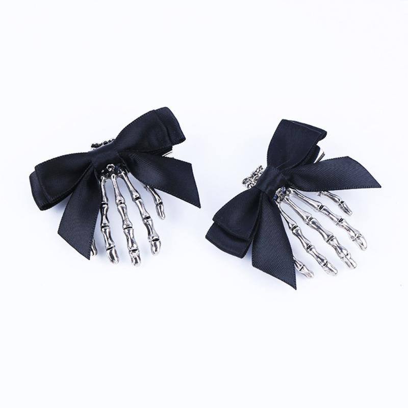 Gothic Duckbill Hair Clip Skeleton Claws Hair Barrette Halloween Trendy Ponytail Decor Non-Slip Cosplay Hair Side Clips