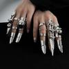 Mörk Estetik Slät Oregelbunden Geometrisk Ringledsdesign Lång Finger Fingerring Metall Exoskelett Punk Ringledsdesign