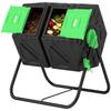 Garden Compost Bin, 130 L Capacity, 67 X 60 X 77 Cm, Black, Steel and PP Construction