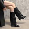 New Western Cowboy Boots Women Fashion Slip-On Long Pipe Boots Female Sexy Thin High Heel Trend Knee High Botas