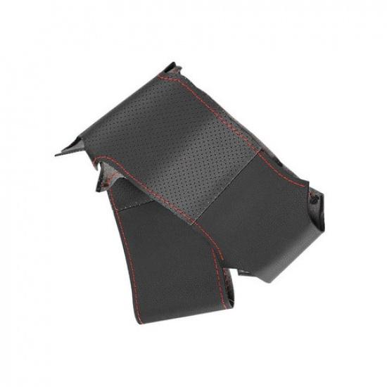 1x Steering Wheel Black Sewing Leather Cover For Mazda 3 Mazda 6 CX-3 CX-4 CX-5 Black with red line