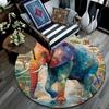 Elephant Round Area Rug,Carpet Rug for Living Room Bedroom Sofa Playroom Decor,Non-slip Floor Mat
