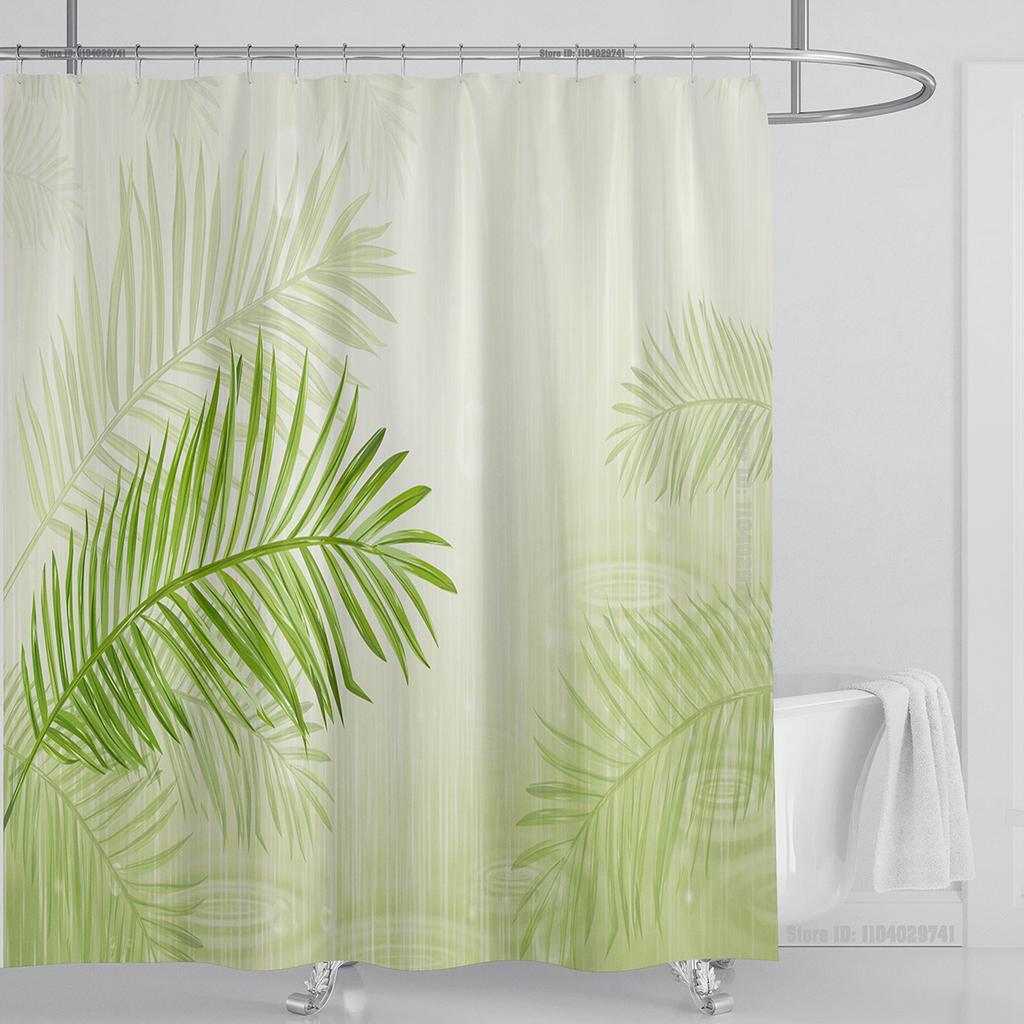 Plant Floral Shower Curtain Waterproof Shower Curtain Polyester Fabric 3D Printed Curtain Bathroom Decoration With Hooks