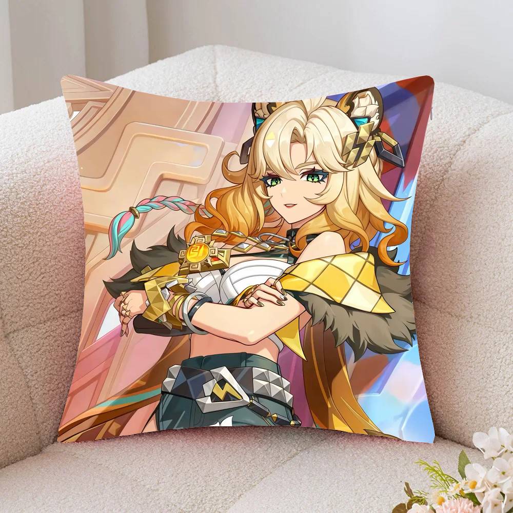 Xilonen Anime Game Genshin Impact Pillow Case Fashion Square Pillowcase Bedroom Sofa Room Ins Decoration Leisure