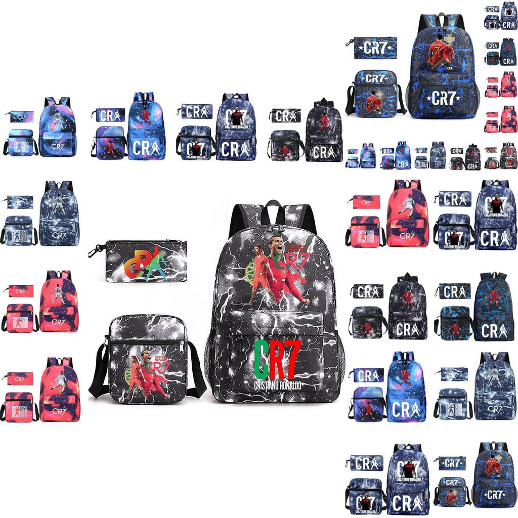 Cr7 Backpack Set Breathable Waterproof Oxford Fabric School Bag For Kids