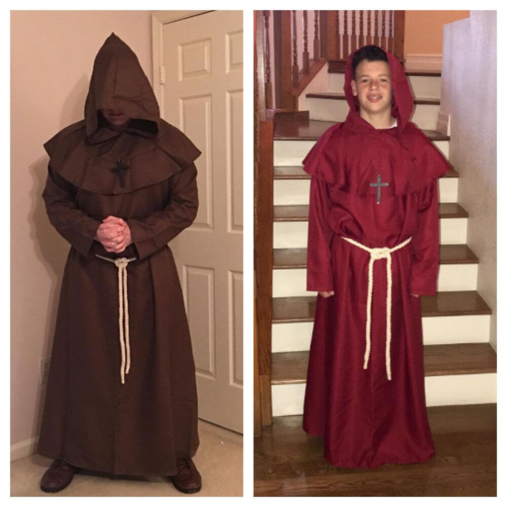 Halloween Decoration Costume Robe Friar Priest Robes Witch Wizard Cloak Cape Party Death Ghost Vampire Devil Demon Cosplay 1 Set