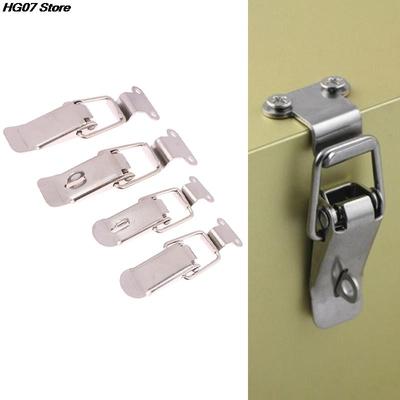 Stainless Steel Spring Loaded Draw Toggle Latch Clamp Clip Silver Hasp Latch Catch Clasp 90 Degrees Duck-mouth Buckle Hook Lock