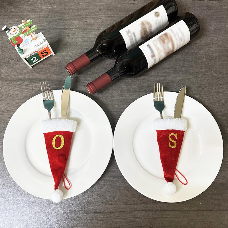 Mini Letter Christmas Hat Christmas Tree Pendant Decorations Hanging Ornament Cute Plush Velet Santa's Hat Christmas Home Decor