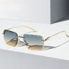 Damen Vintage Quadratische Sonnenbrille Trendig Randlos Luxusmarke Design Dekor Sonnenbrillen Herren Mode Verlauf Lässige Tönungen