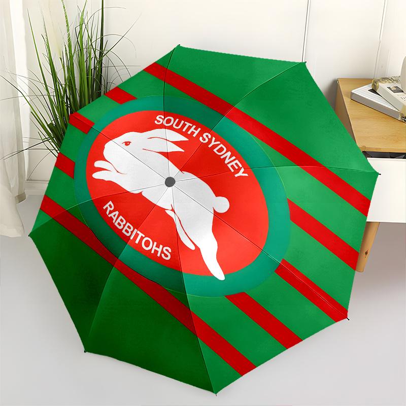 

Rabbitohs,South Sydney Automatic Folding Umbrella 8 Ribs Lightweight Design, Durable Iron Frame, Compact and Portable, Ideal Birthday or C