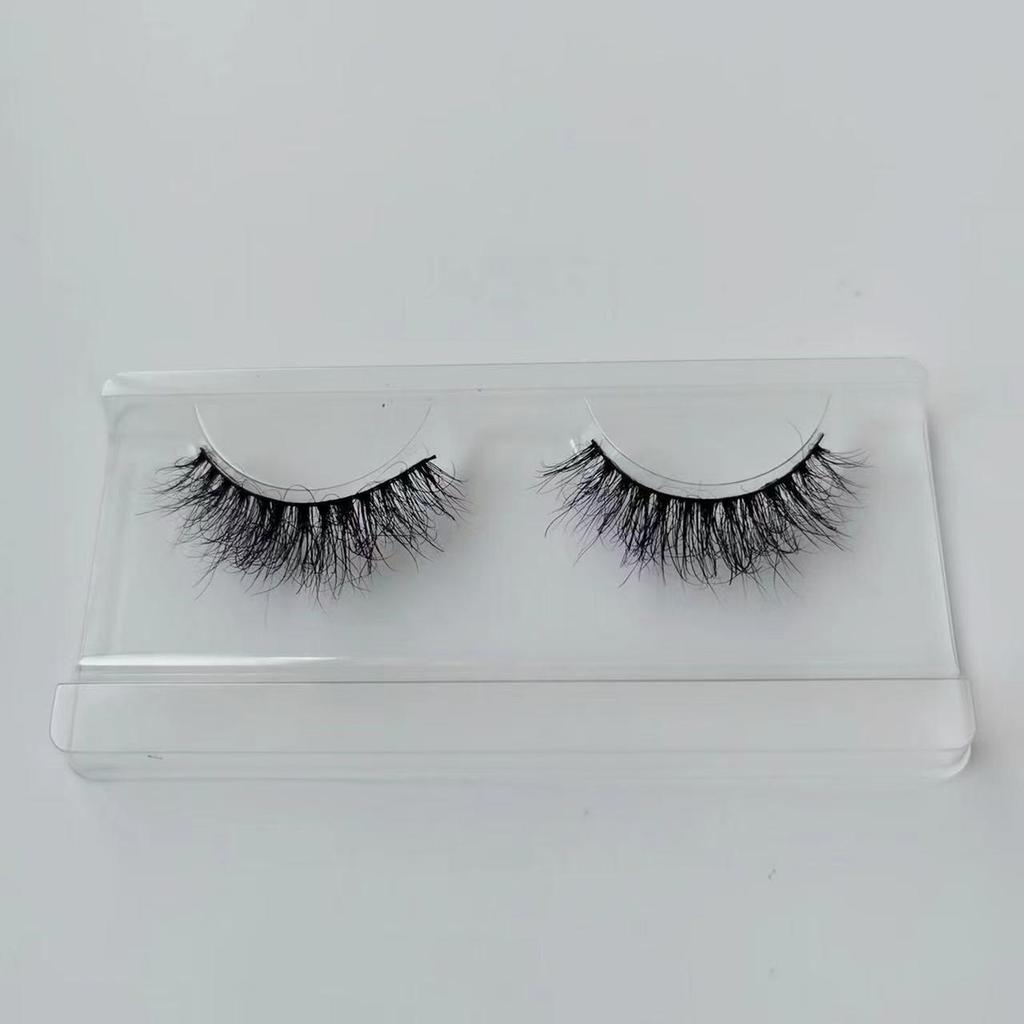 3D Curly Black Stem False Eyelashes - Mixed-Race Style, Whole Strip, Messy, European & American Trend