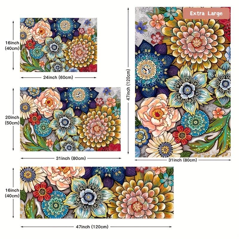 Luxury Colorful Flower Kitchen Mat Soft Thickened Kitchen Floor Mat Waterproof Non-slip Oil-proof Floor Mat Runner Rug