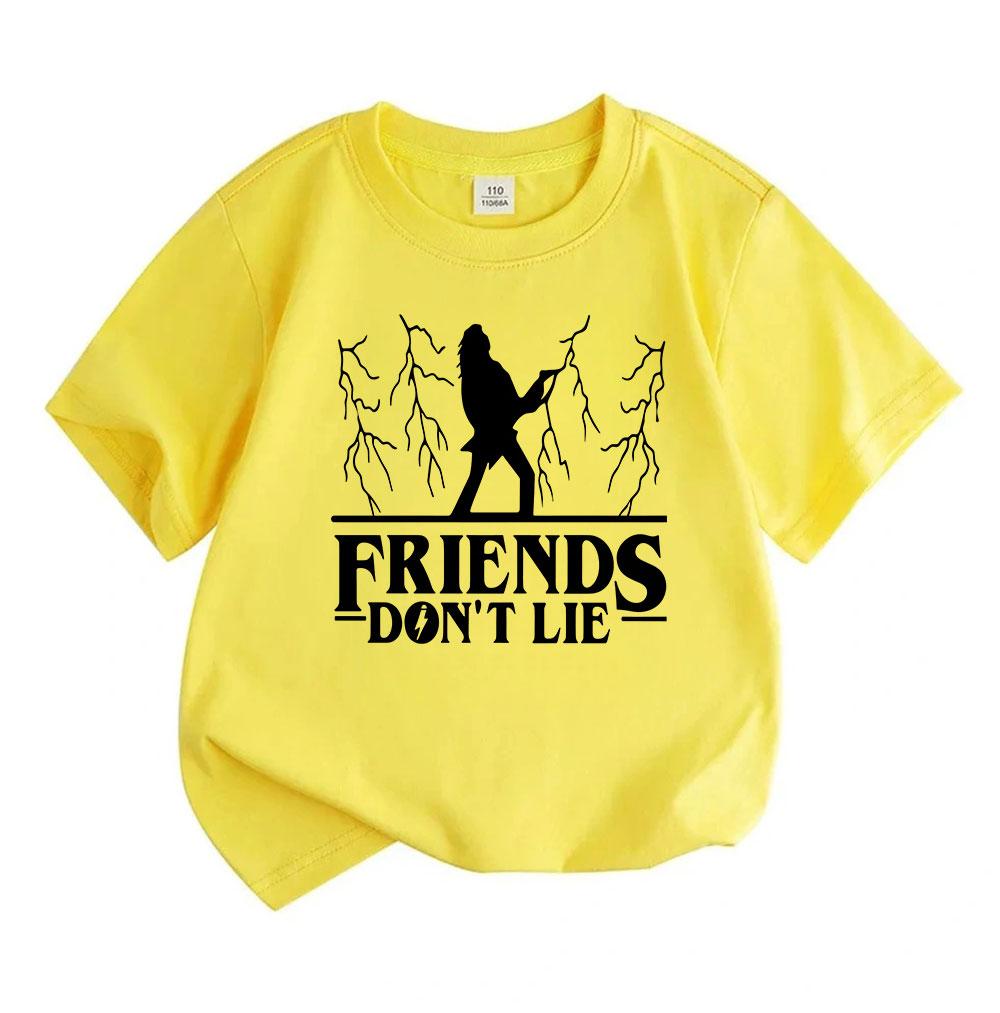 Kids Boys Girls 100% Cotton Crew Neck Short Sleeve T-Shirt, Funny Friends Don't Lie Print Cartoon Casual Summer Soft Lightweight Tees for Children Dai