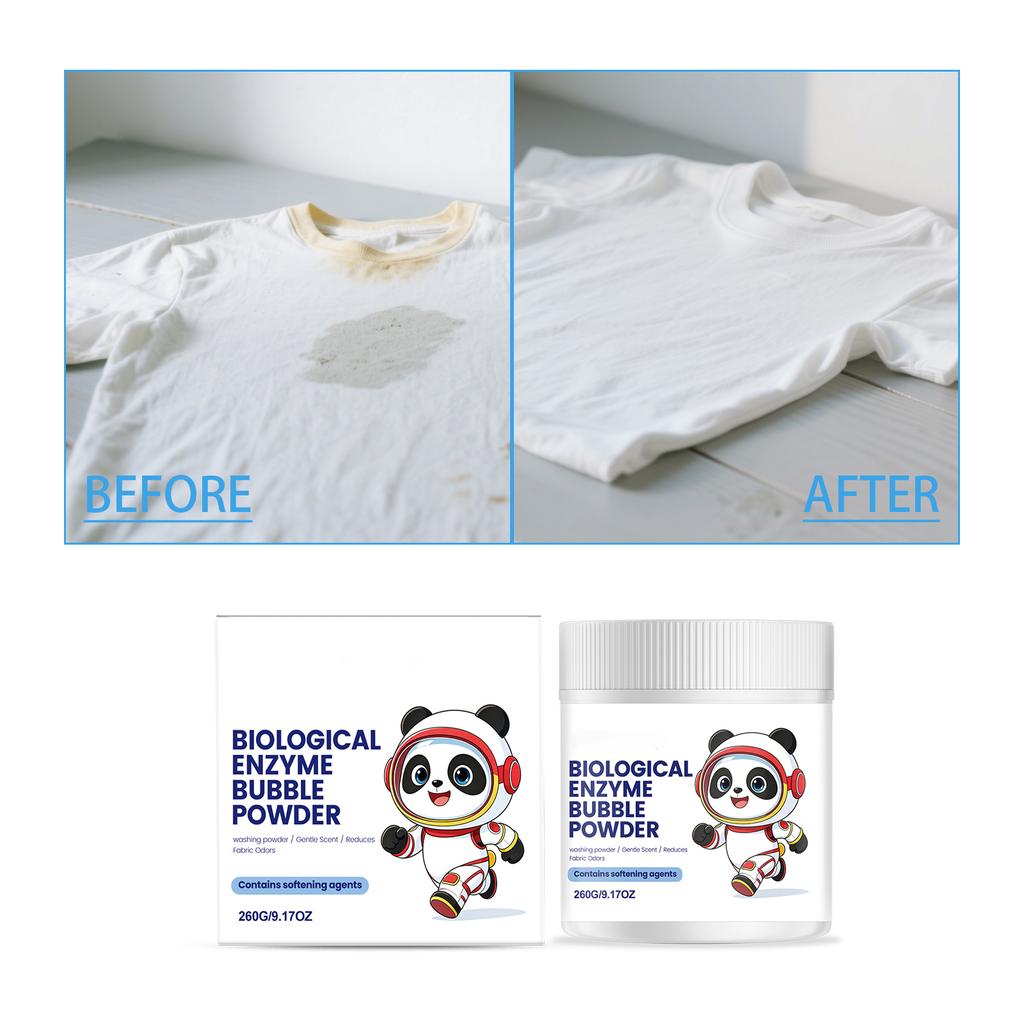 Biological Enzyme Bubble Powder Laundry Detergent Gentle Scent Softening Agents Fabric Odor Reduction 260G 9 17OZ