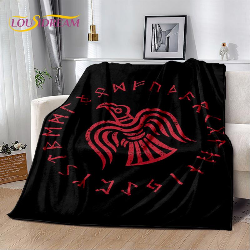 Nordic Mythology Viking Odin Valhalla Valknut Flannel Blanket Throw Blanket,Warm Blanket for Living Room Bedroom Beds Sofa Kids