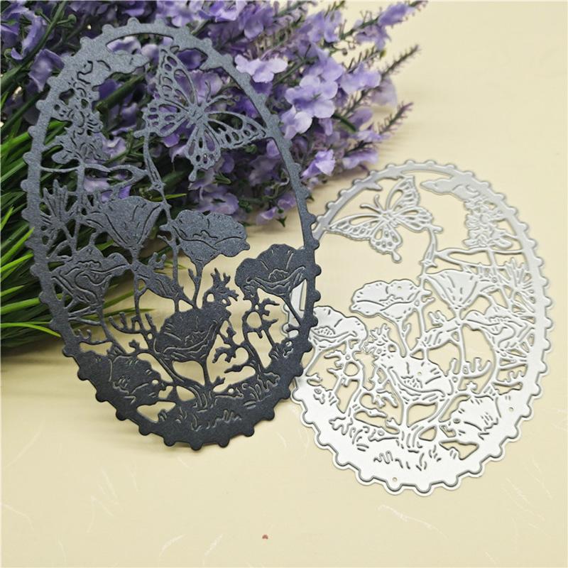 Oval Butterfly Art Background Metal Stencil Embossing Cutting Dies for Diy Scrapbooking Paper  Stamps for Card Embossing Craft Decor