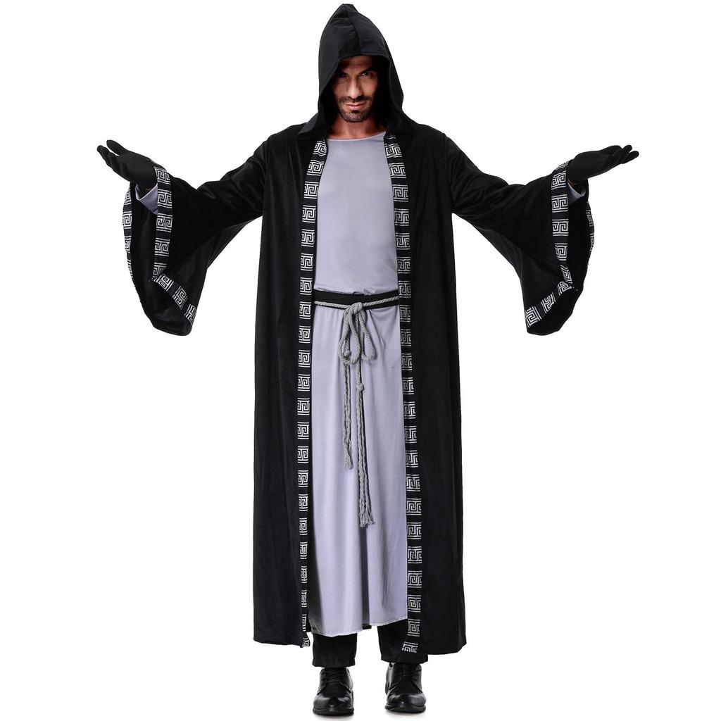 Medieval Cape Cos Grim Reaper Costume, Cape Wizard Robe, Middle Eastern Priest Costume, Halloween Costume