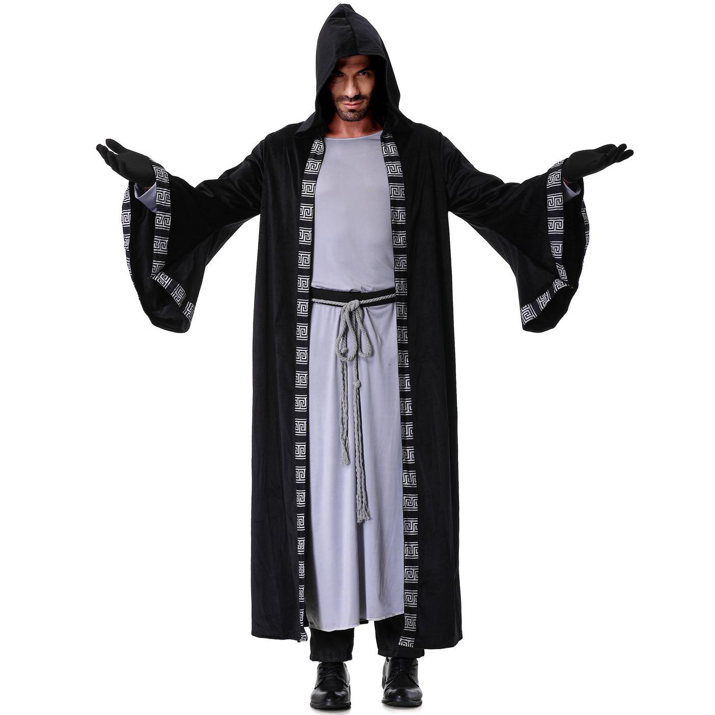 

Medieval cape cos grim reaper costume, cape wizard robe, Middle Eastern priest costume, Halloween costume XXL чорний