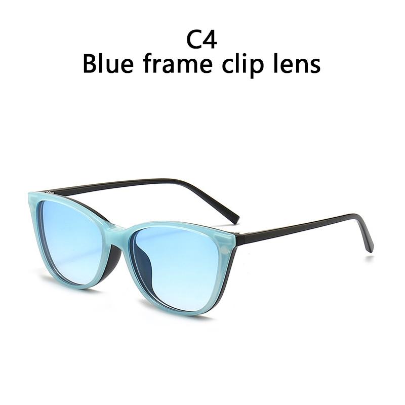 

Солнцезащитные очки с магнитным клипом 6 в 1, оправа для очков по рецепту, мужские, женские, поляризационные или линзы для ночного вождения, оправа «кошачий глаз» SHOW AS PICTURE