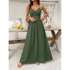 Ethnic Vacation Style Solid Color Lace Backless Spaghetti Strap High Waist Maxi Dress For Women