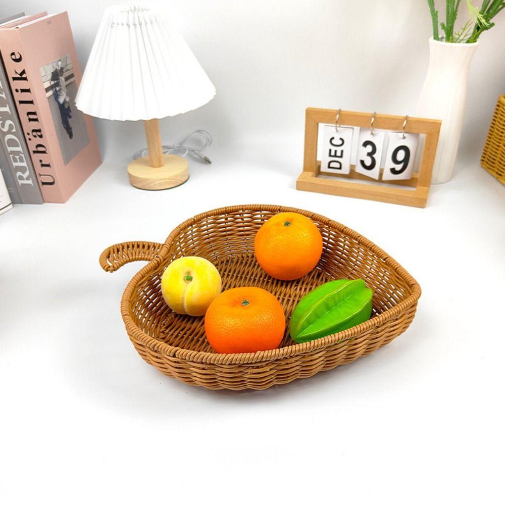 Heart Shape Wicker Serving Tray Artificial Rattan Artificial Rattan Basket Bread Storage