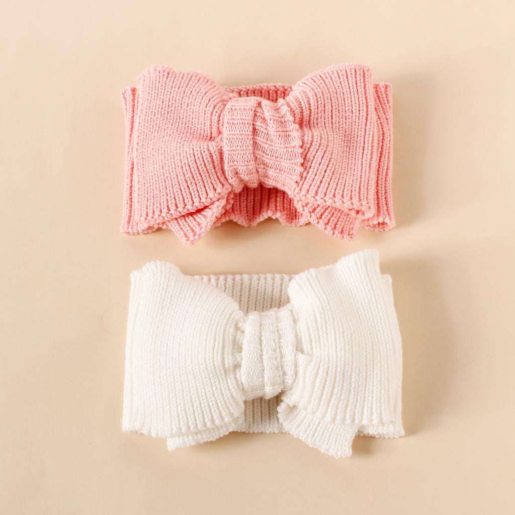 1pc Baby White Diy Woolen Double Layer High Elasticity Headband With Large Bowknot Decoration Love Valentine