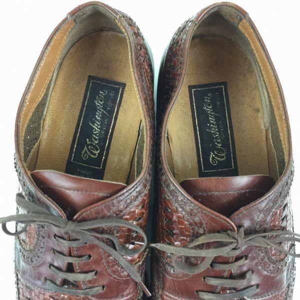 Washington/ Vintage Handmade Wingtip Business Shoes Leather Brown 24cm Braided Design(USED)