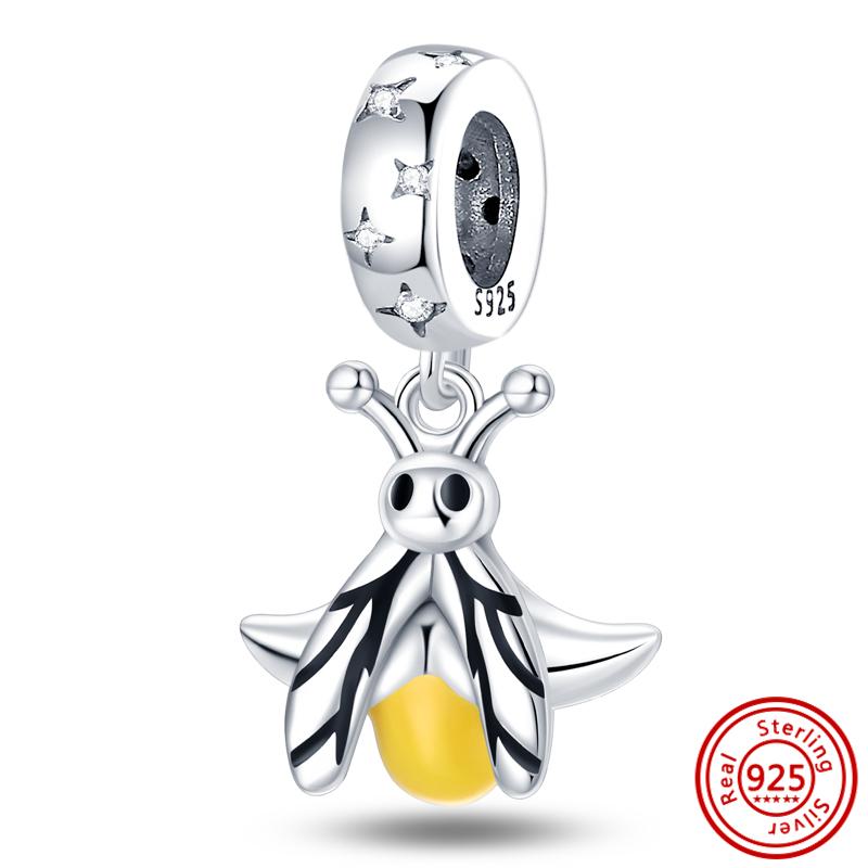 Neue 925 Sterling Silber Pfote Farbe Lächeln Fisch Einhorn Glühwürmchen Clips Anhänger Dangle Passend Original Armband DIY Schmuck