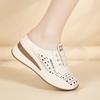 Ladies Clogs Platform Sandals Loafers Casual Hollow Leather Slippers Women Thick Sole Shake Shoe