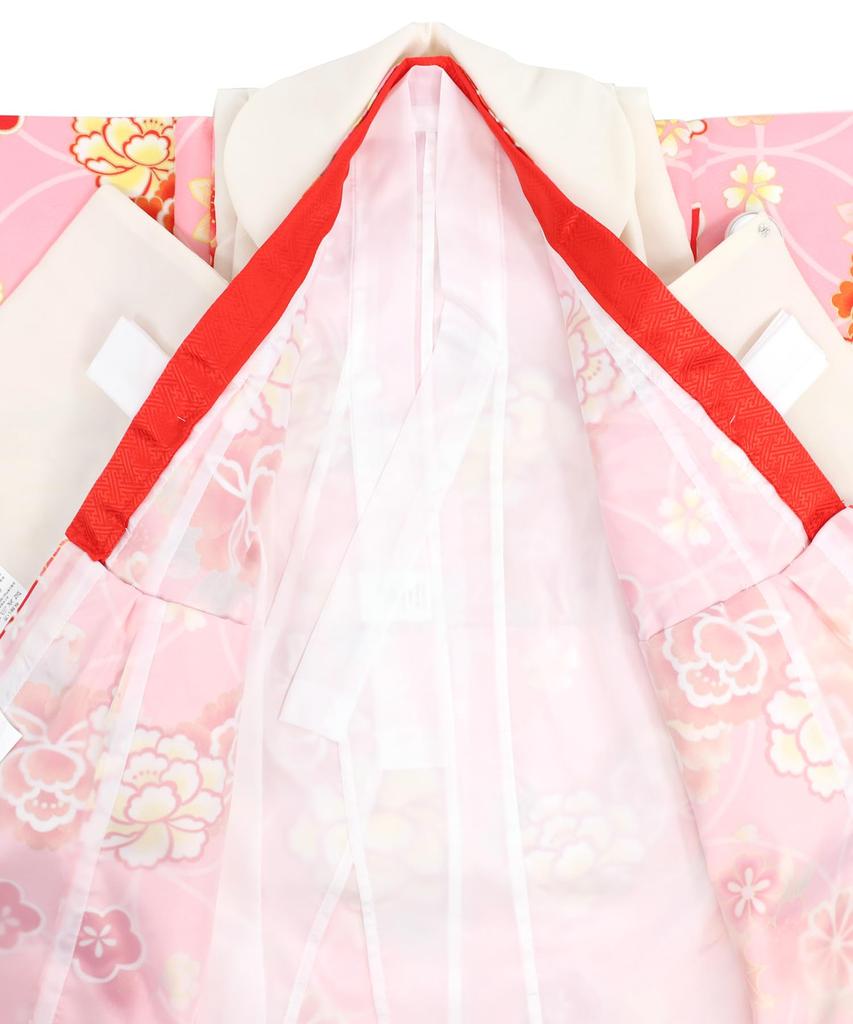 Kimono Includes Plain Hifu and Full Set 753 Peach Blossom Dance Shippo [KYOETSU] 3-Year-Old Girls' Shichi-Go-San Set, Accessories, (1. Pattern)