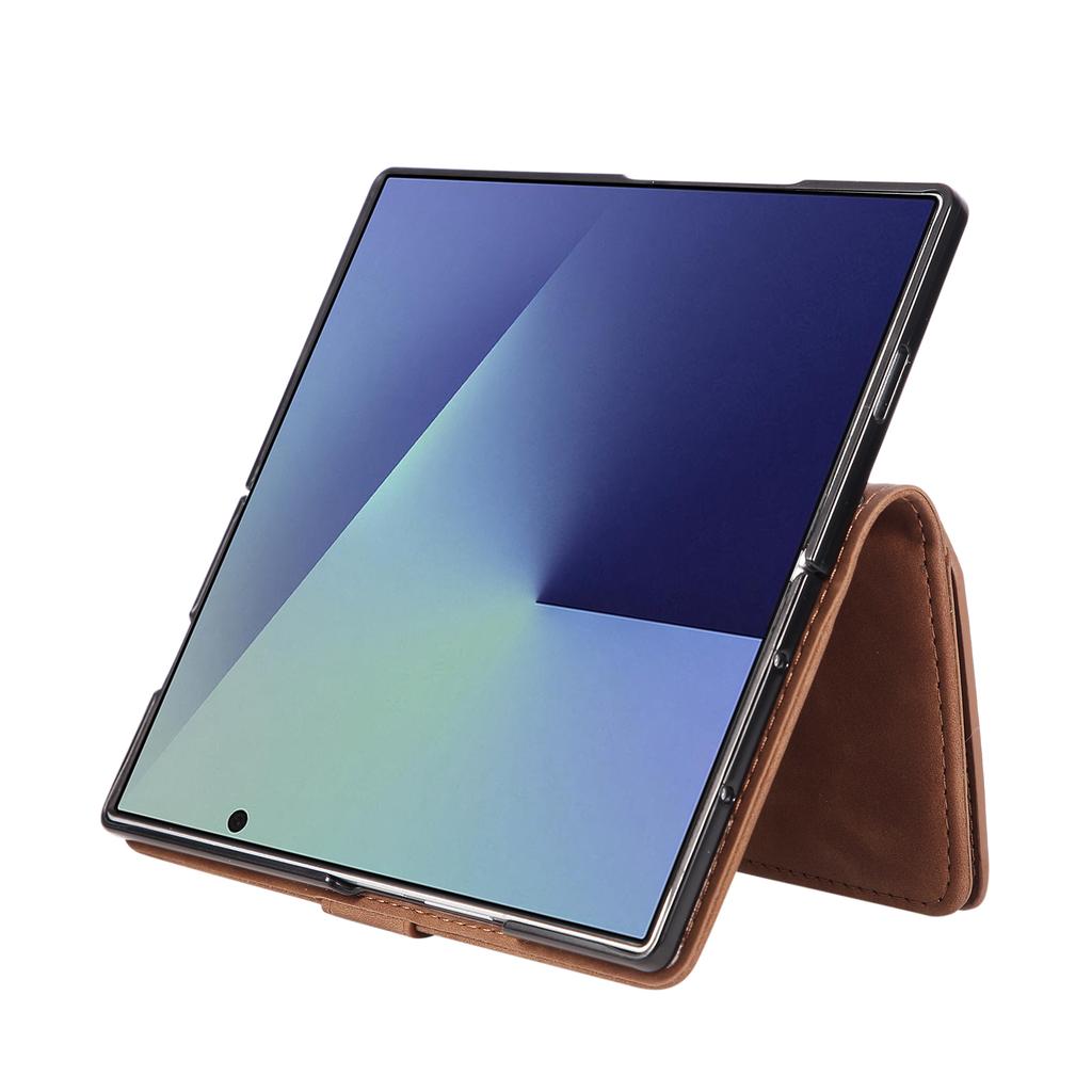 Zipper Magnetic Leather Phone Case For Samsung Galaxy Z Fold 7 6 5 4 3 5G Fold7 Fold6 Multi-card Wallet Kickstand Card Cover