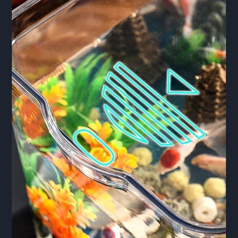 Transparent Square Fish Tank High Quality Plastic Goldfish Tank Aquarium Betta Fish Breeding Box Aquariums Table Decoration