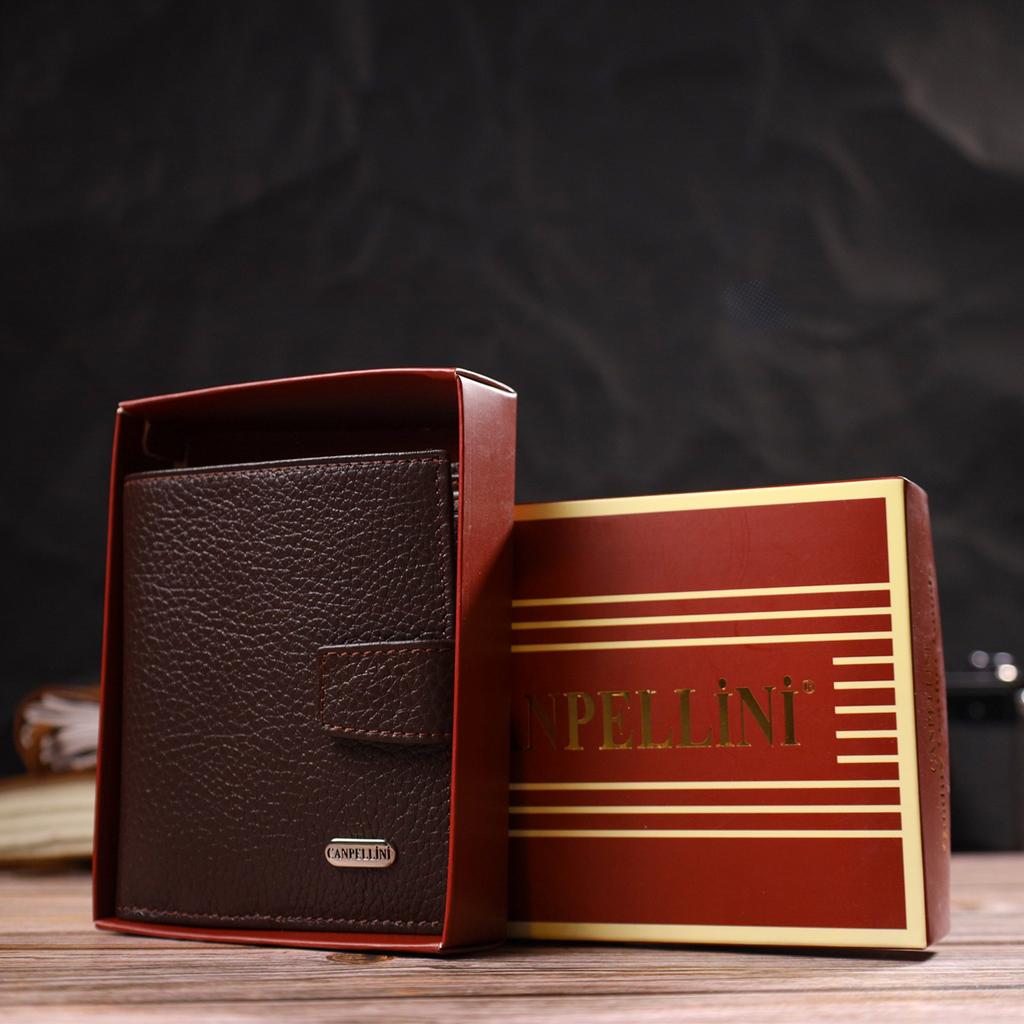 Universal Men's Wallet Made of Genuine Grained Leather CANPELLINI 21744 Brown