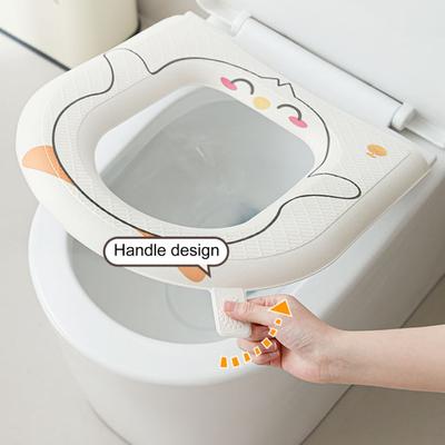 Toilet Seat with Exclusive Handle Easy To Clean EVA Waterproof Material Soft Cushion Cartoon Pattern Non-Slip Toilet Seat Pad