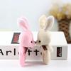 16CM Plush Toy Rabbit with Ribbon Bow Siamese Rabbits Toys Key Chain Pendant Gifts for Children Kids Toy Wedding Gifts