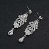 Fashion Crystal Wedding Drop Earrings for Women Silver Color Bridal Dangle Earrings Brides Gifts Birthday Party Jewelry