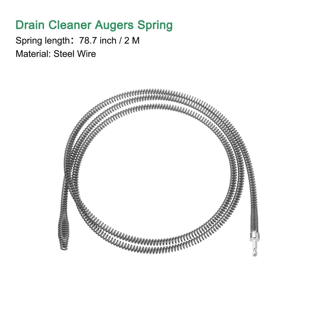 Uxcell 1pcs Drain Clog Remover 2m Drain Auger with Swivel Handle Bristle Remover Spring Cable Plumbing Snake for Kitchen Sink Bathtub Drain Toilet
