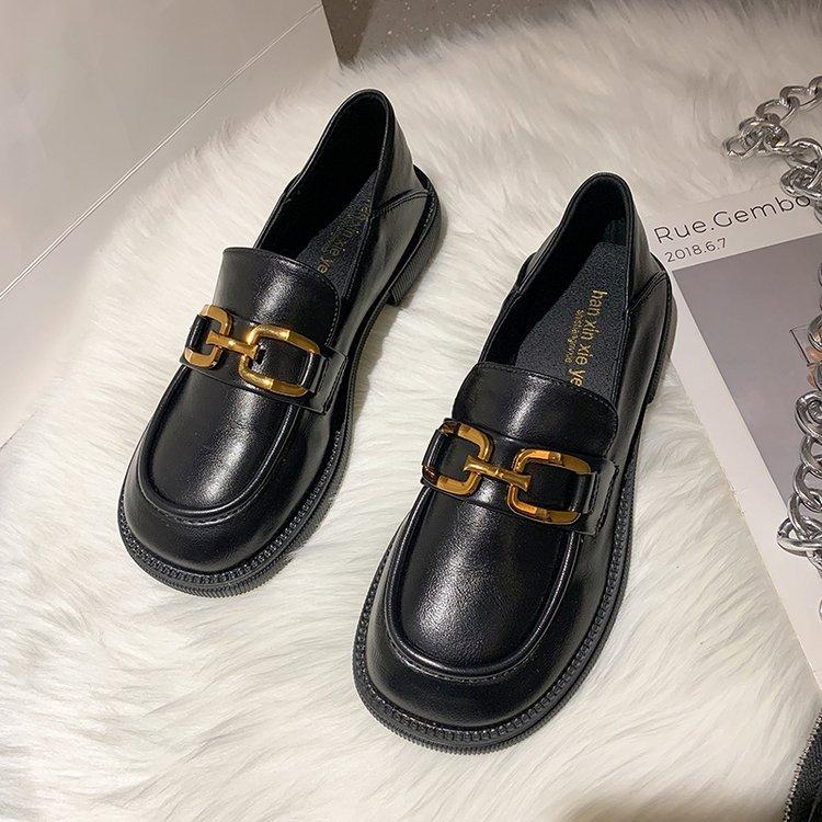 Soft-soled loafers women's one-pedal spring 2025 new flat-soled single shoes black retro British style small leather shoes