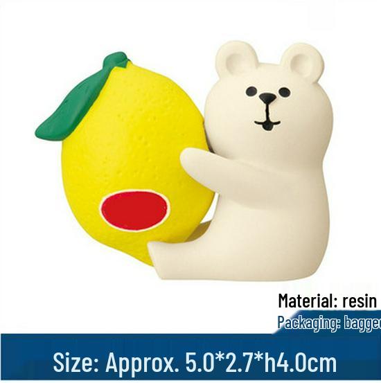 Japanese Zakka Lemon Series: Cat Mini Resin Ornament - Lemon Tea Scene