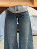 Damen Übergröße Jeans mit Strasssteinen, Weites Bein - Frühling Schlankmachend, Funkelnd & Locker