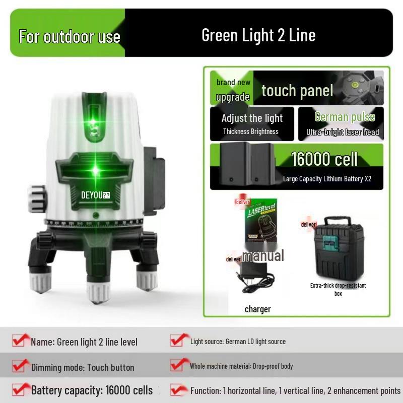 High-Precision Infrared Green Light Leveler with Remote Control and Auto Leveling